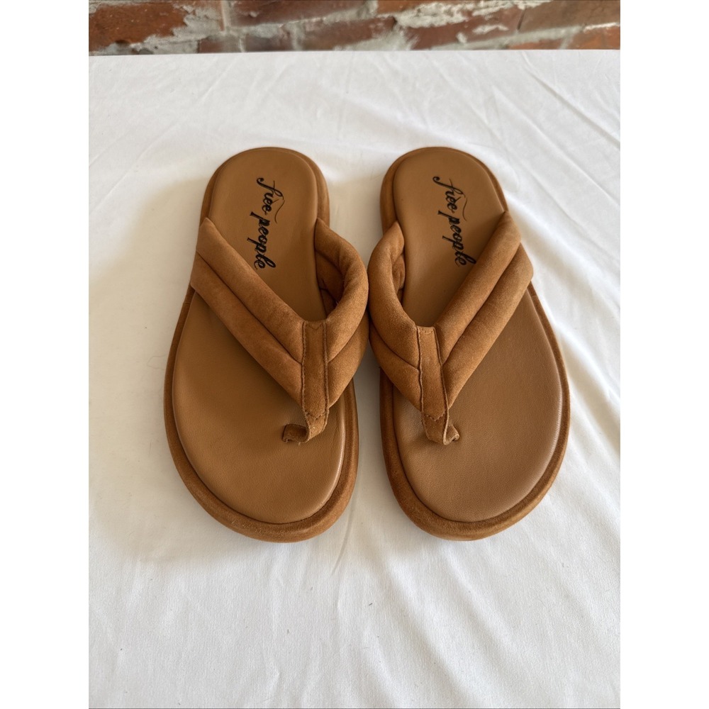 Free People Tan Padded Thong Sandals